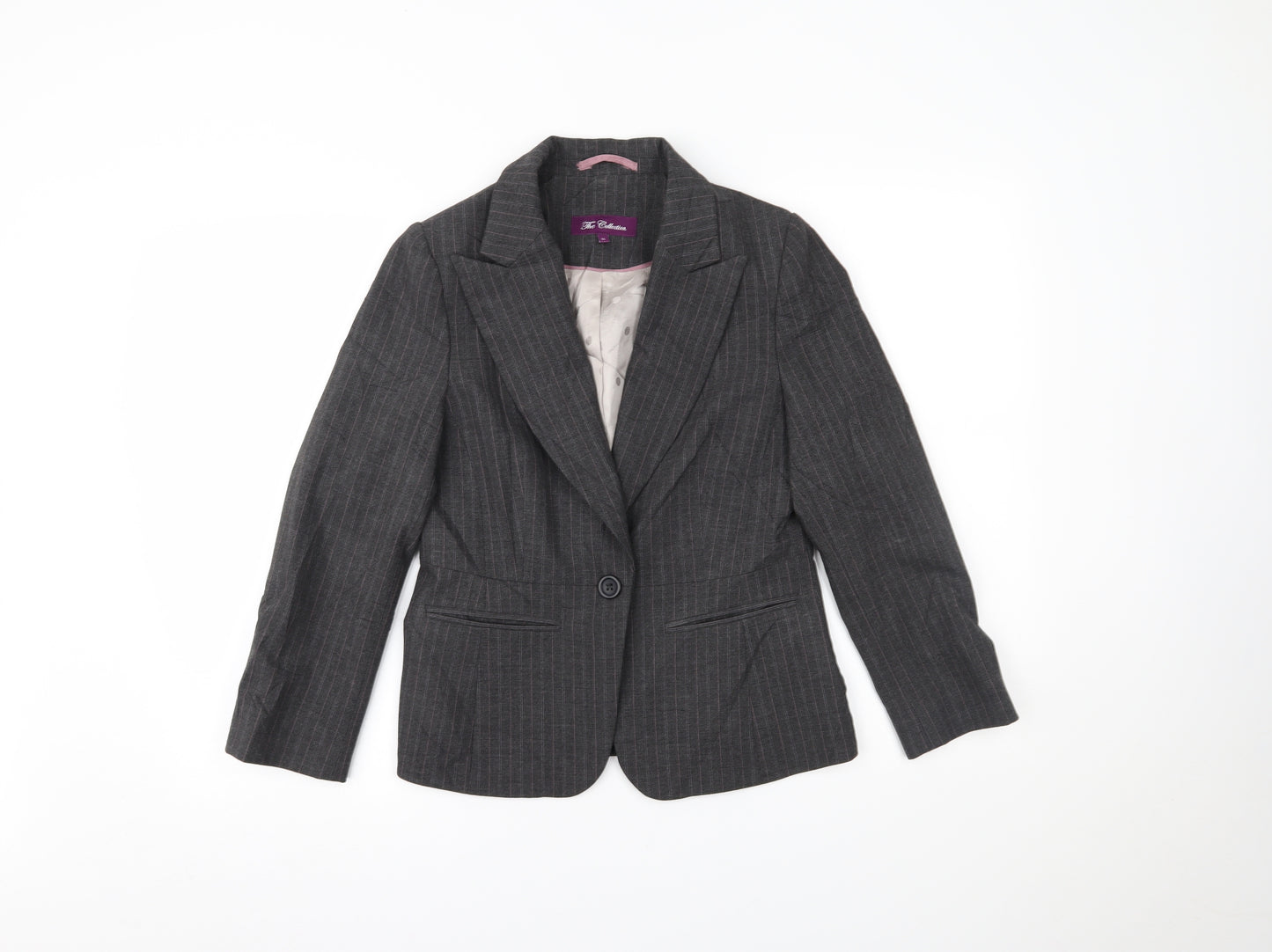 The Collection Womens Grey Striped  Jacket Blazer Size 8