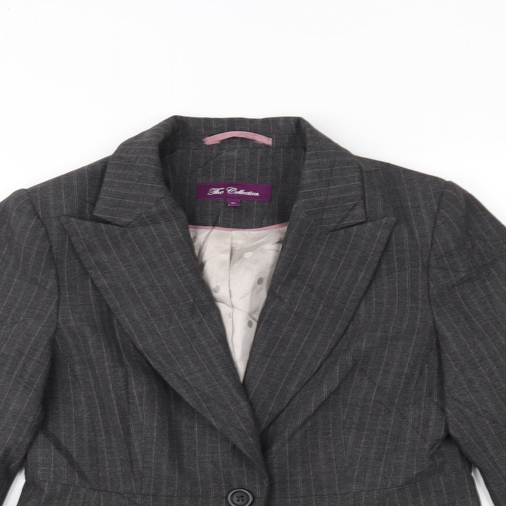The Collection Womens Grey Striped  Jacket Blazer Size 8