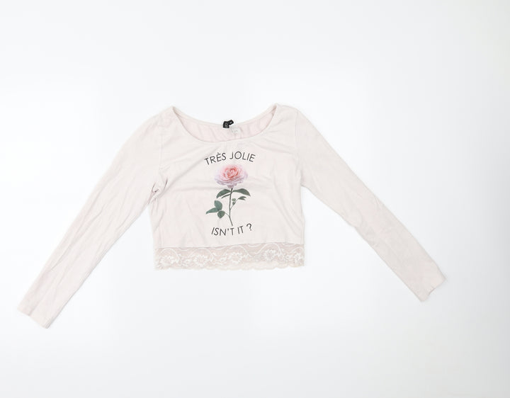 H&M Womens Pink Cropped Blouse Size S