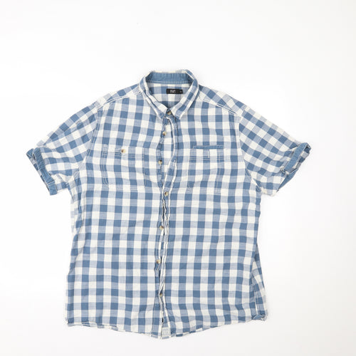 F&F Mens Blue Plaid   Button-Up Size XL