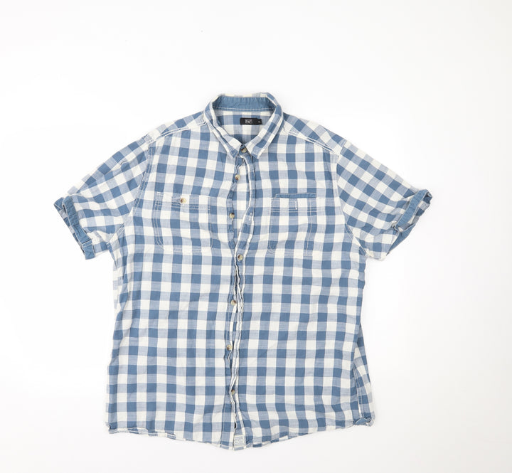 F&F Mens Blue Plaid Button-Up Size XL