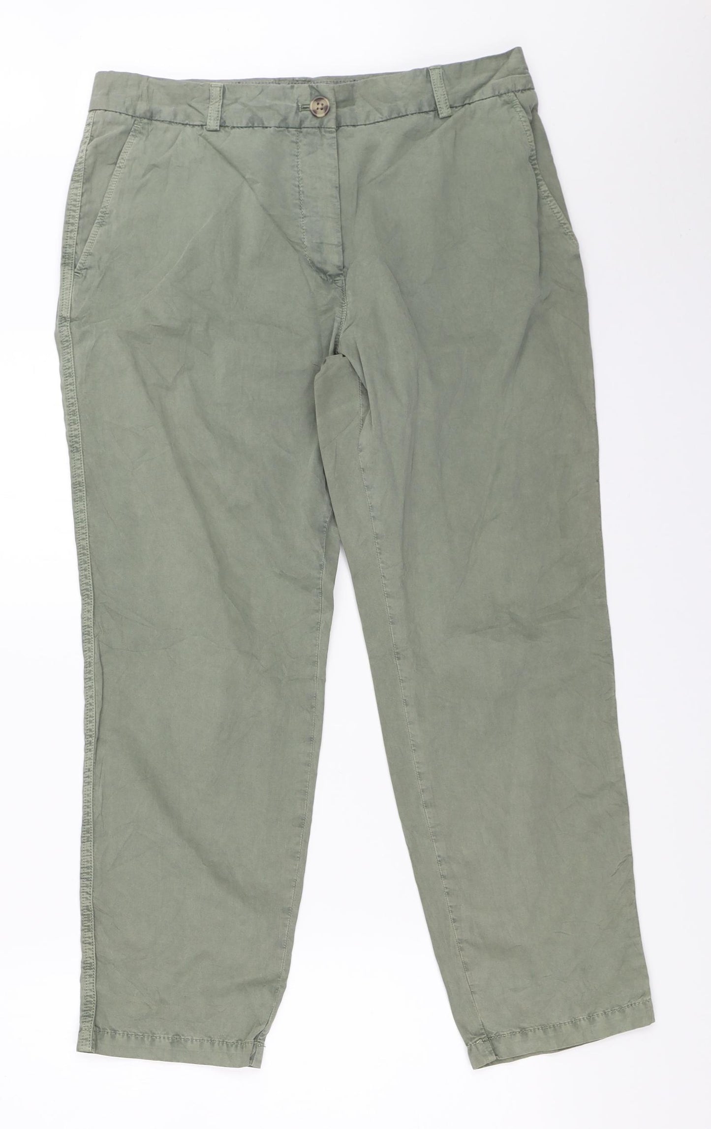 Marks and Spencer Womens Green   Chino Trousers Size 12 L26 in