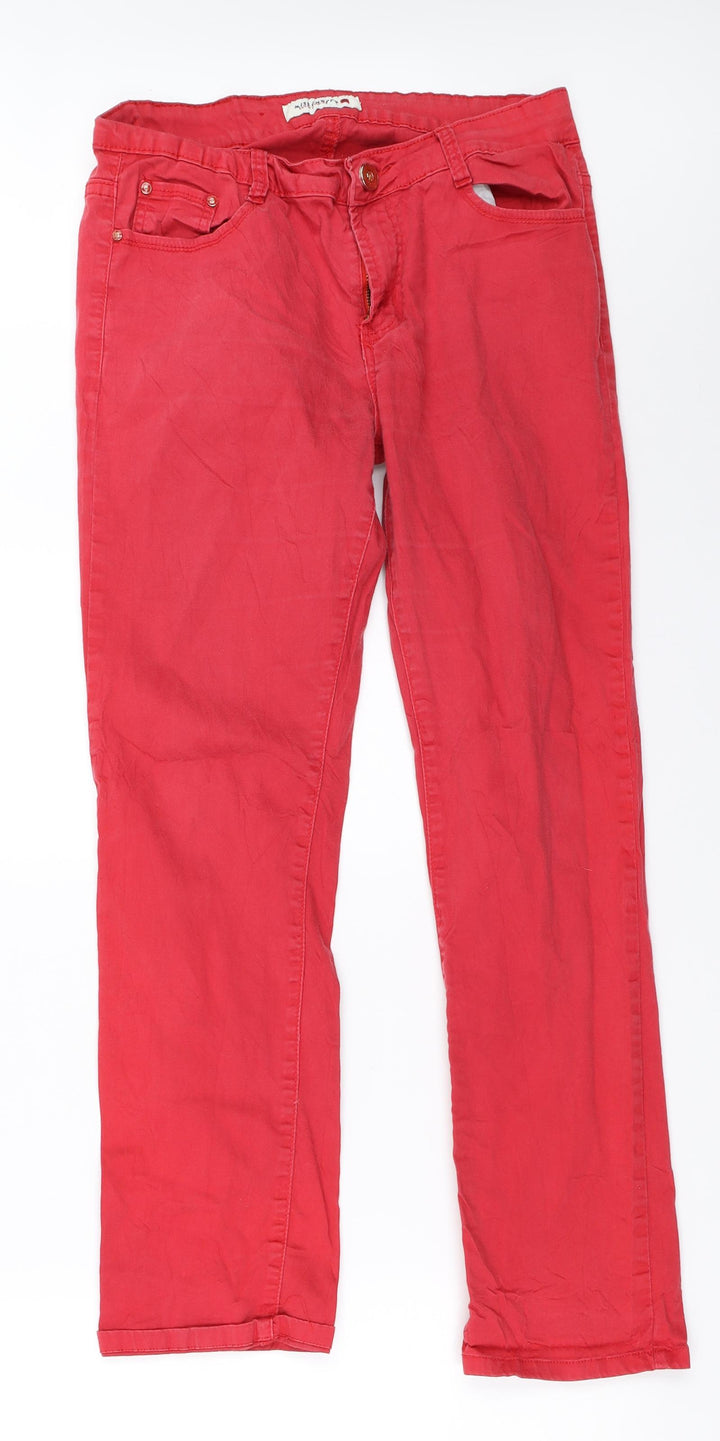 Miss Cherry Womens Red Straight Jeans Size 31 in L28 in