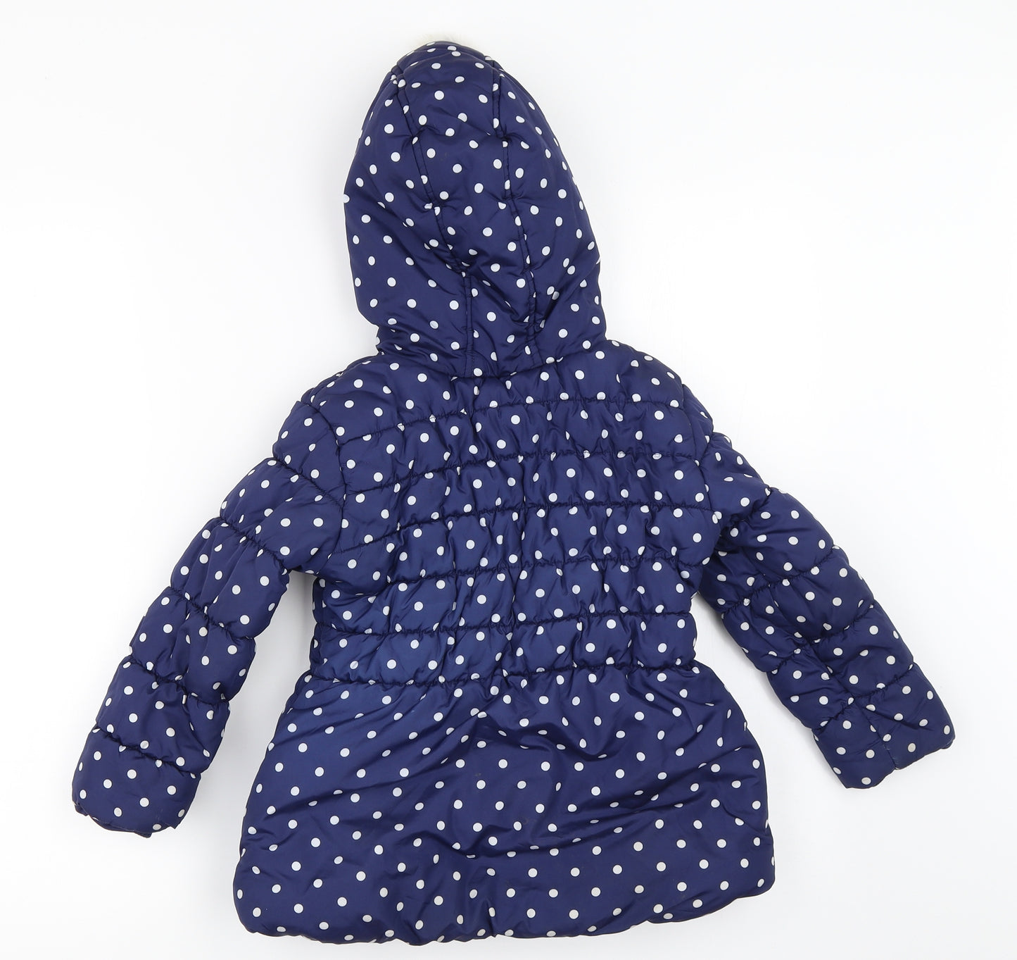 George Girls Blue Polka Dot  Puffer Jacket Coat Size 5-6 Years