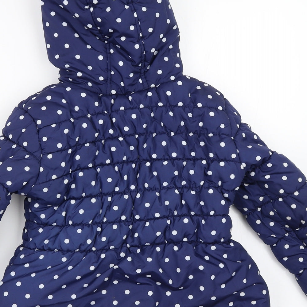 George Girls Blue Polka Dot  Puffer Jacket Coat Size 5-6 Years