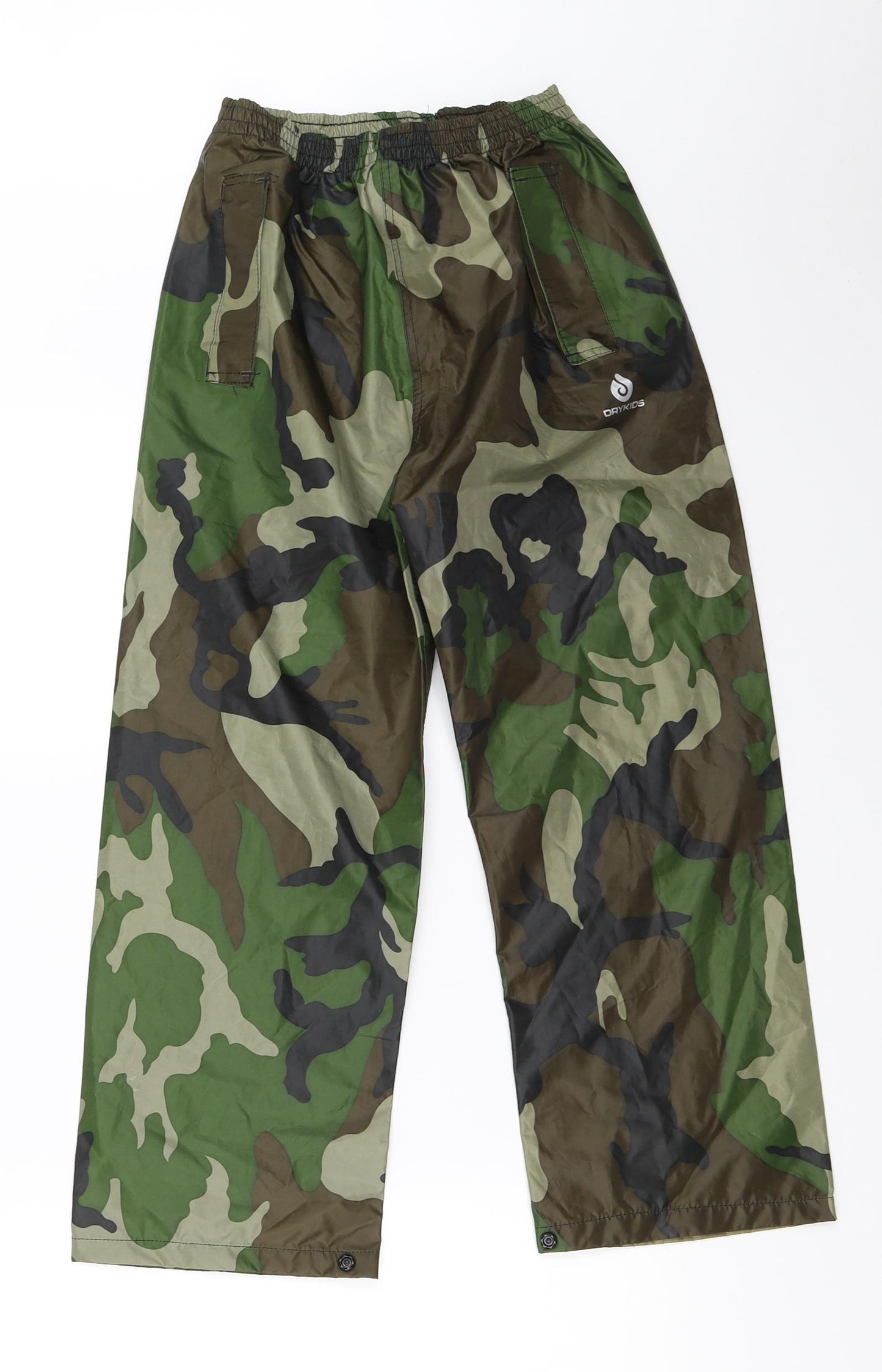 Drykids Boys Green Camouflage  Rain Trousers Trousers Size 7-8 Years - Waterproof Trousers
