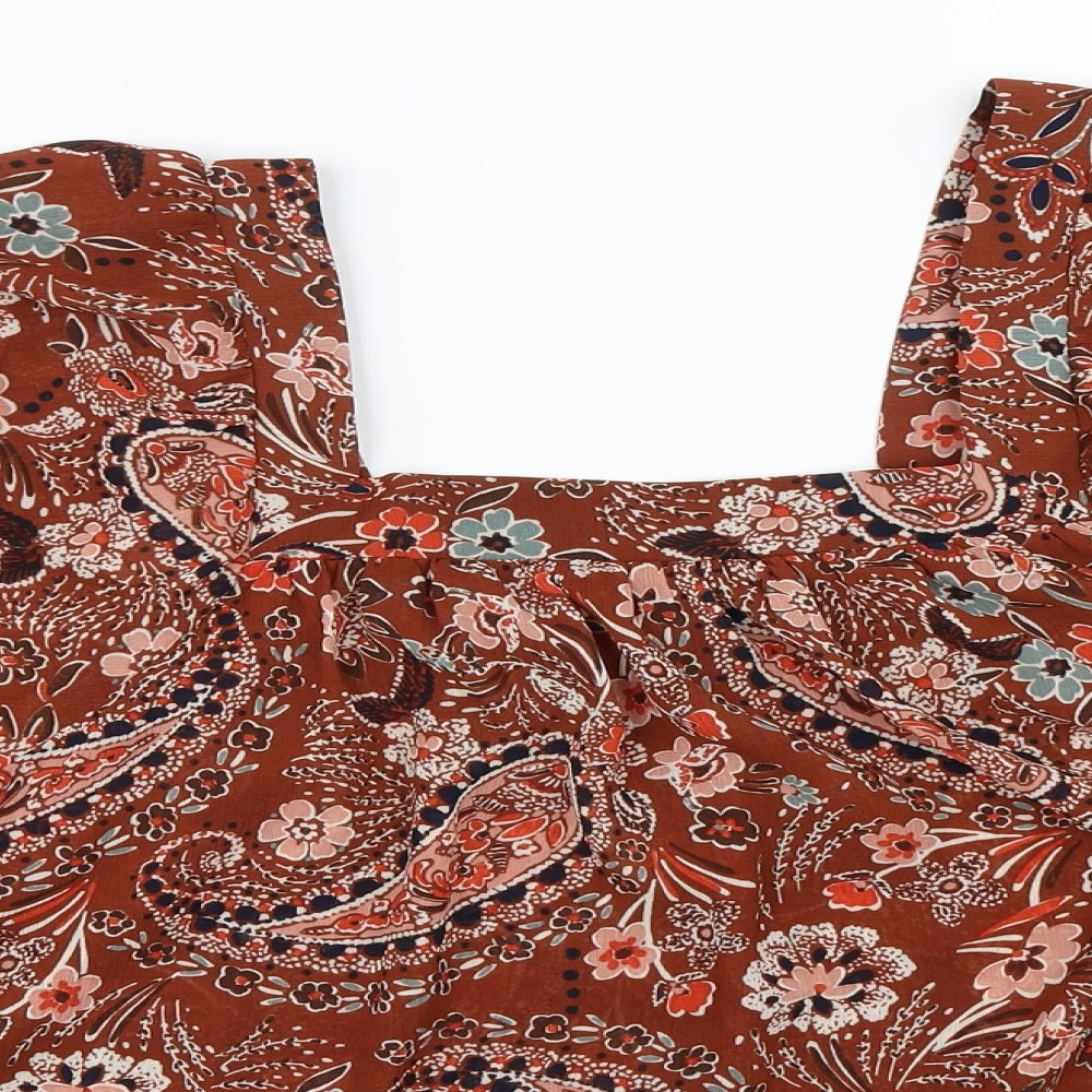 Primark Womens Brown Floral  Basic Blouse Size 16