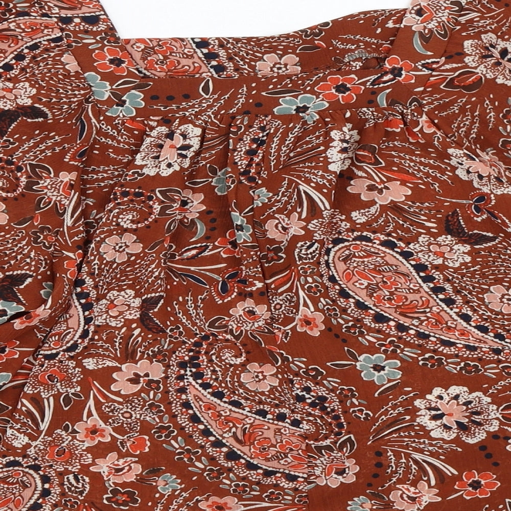 Primark Womens Brown Floral  Basic Blouse Size 16