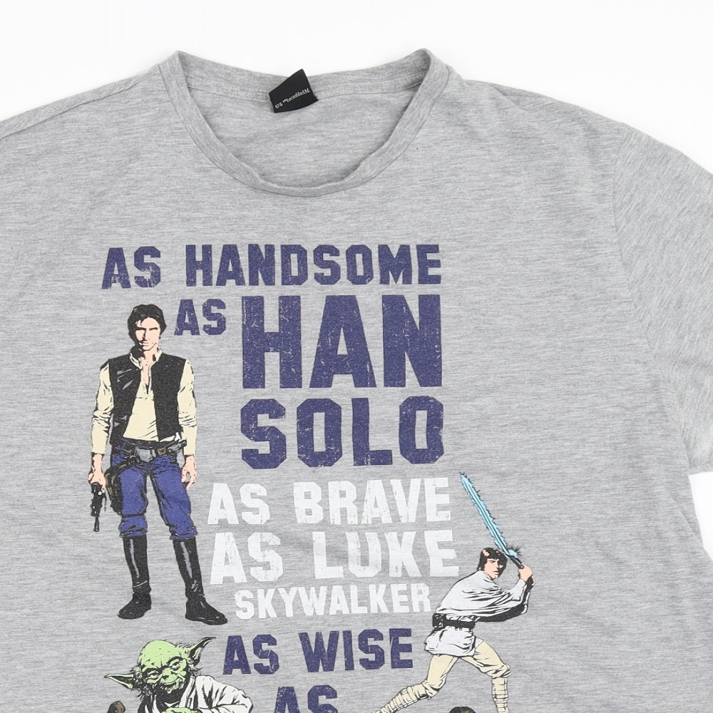 George Mens Grey    T-Shirt Size L  - star wars