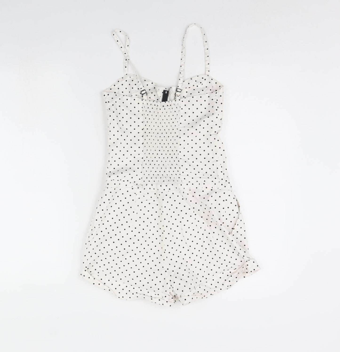 H&M Womens White Polka Dot  Playsuit One-Piece Size 8 L3 in