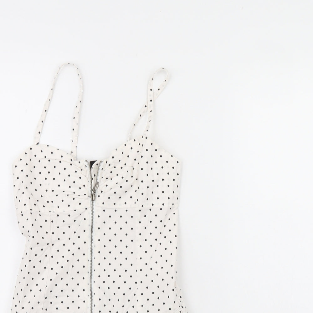 H&M Womens White Polka Dot  Playsuit One-Piece Size 8 L3 in