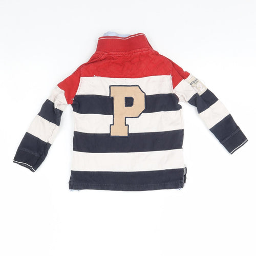 Zara Boys Blue Striped  Henley Jumper Size 2 Years
