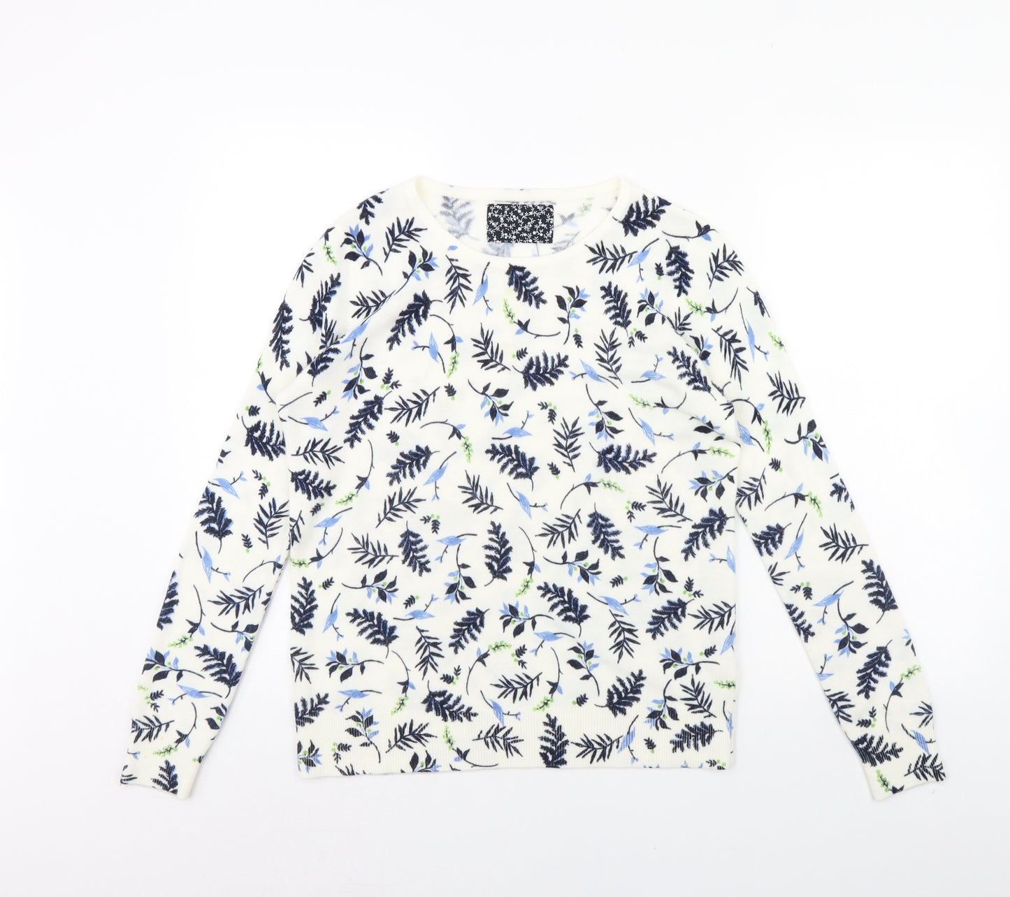 Maine Womens White Floral  Pullover Jumper Size 14