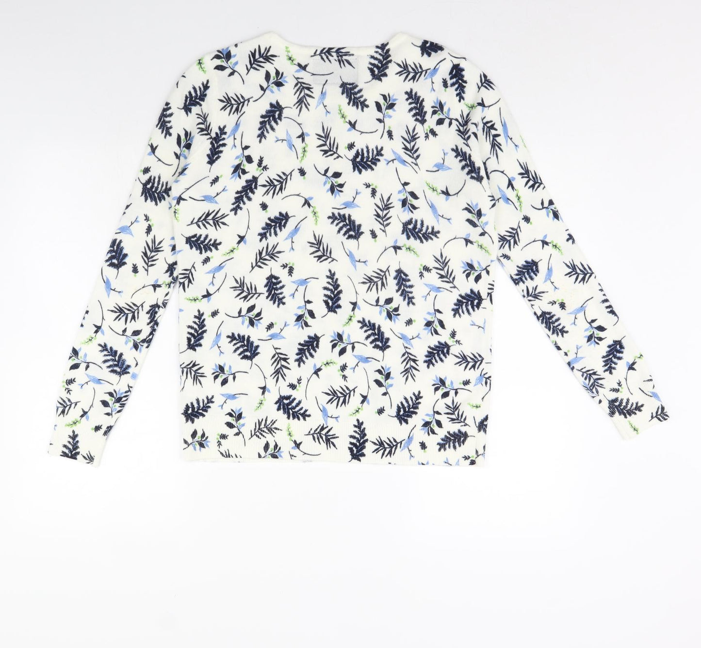 Maine Womens White Floral  Pullover Jumper Size 14