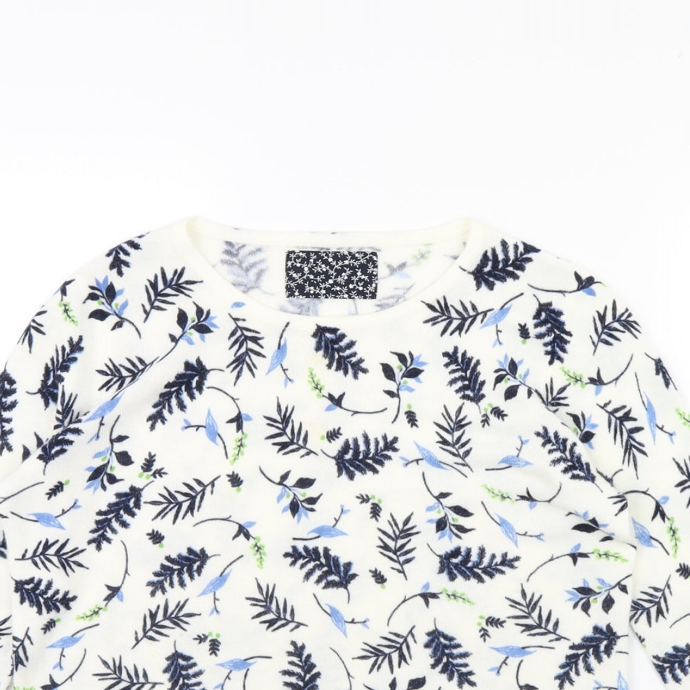 Maine Womens White Floral  Pullover Jumper Size 14
