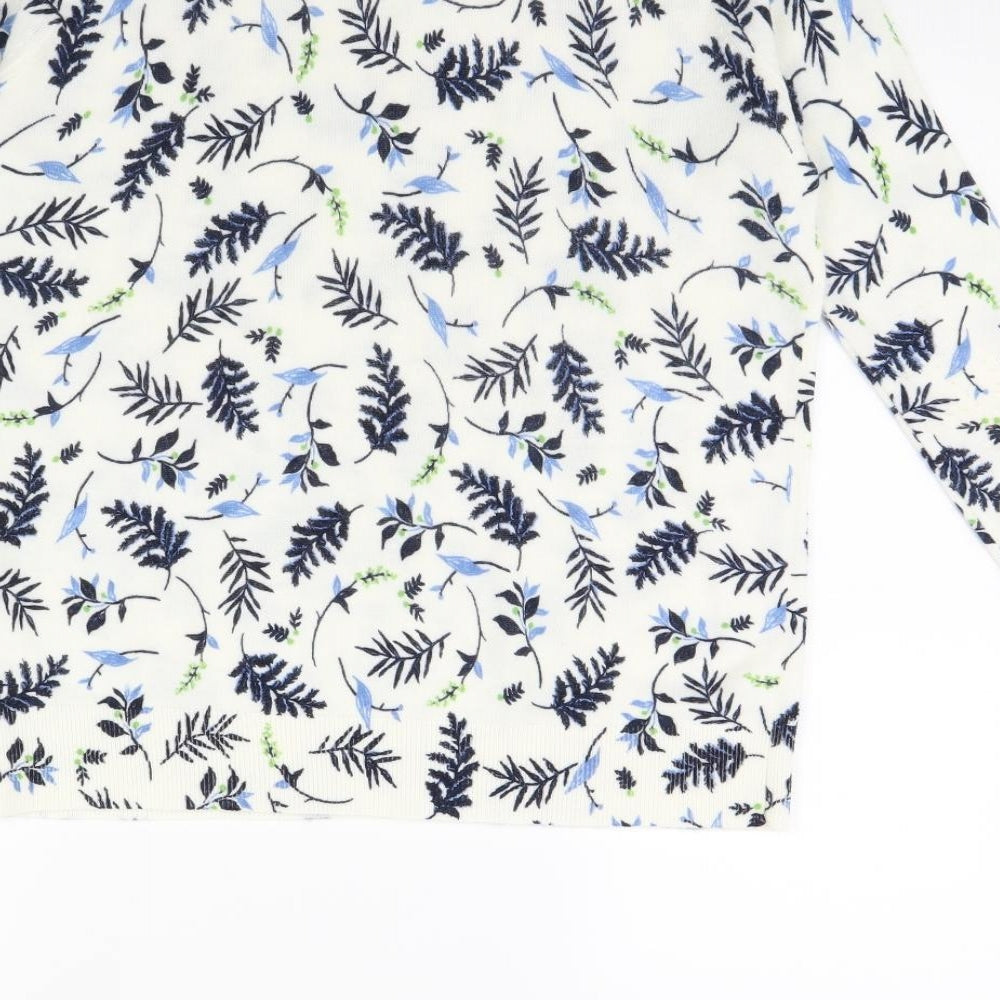 Maine Womens White Floral  Pullover Jumper Size 14