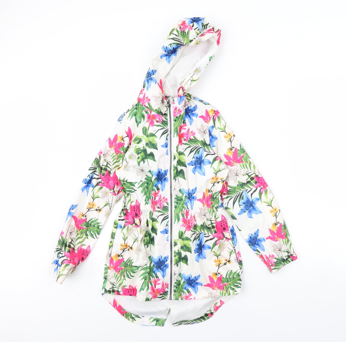 Miss evie Girls White Floral  Rain Coat Coat Size 9 Years