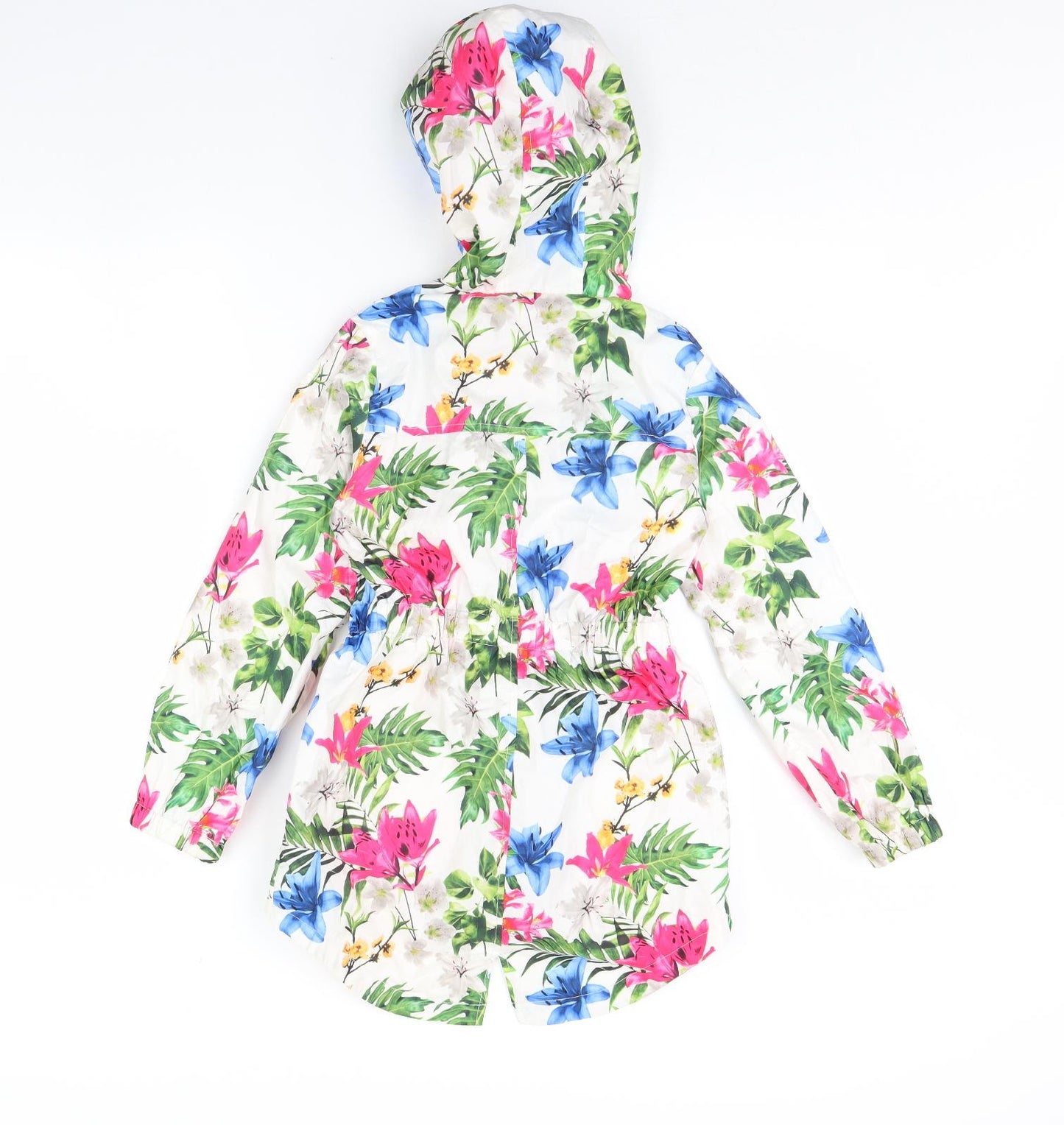 Miss evie Girls White Floral  Rain Coat Coat Size 9 Years