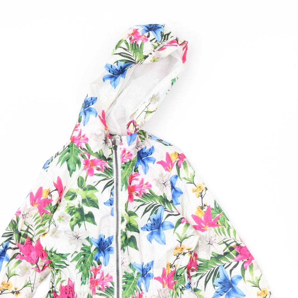 Miss evie Girls White Floral  Rain Coat Coat Size 9 Years
