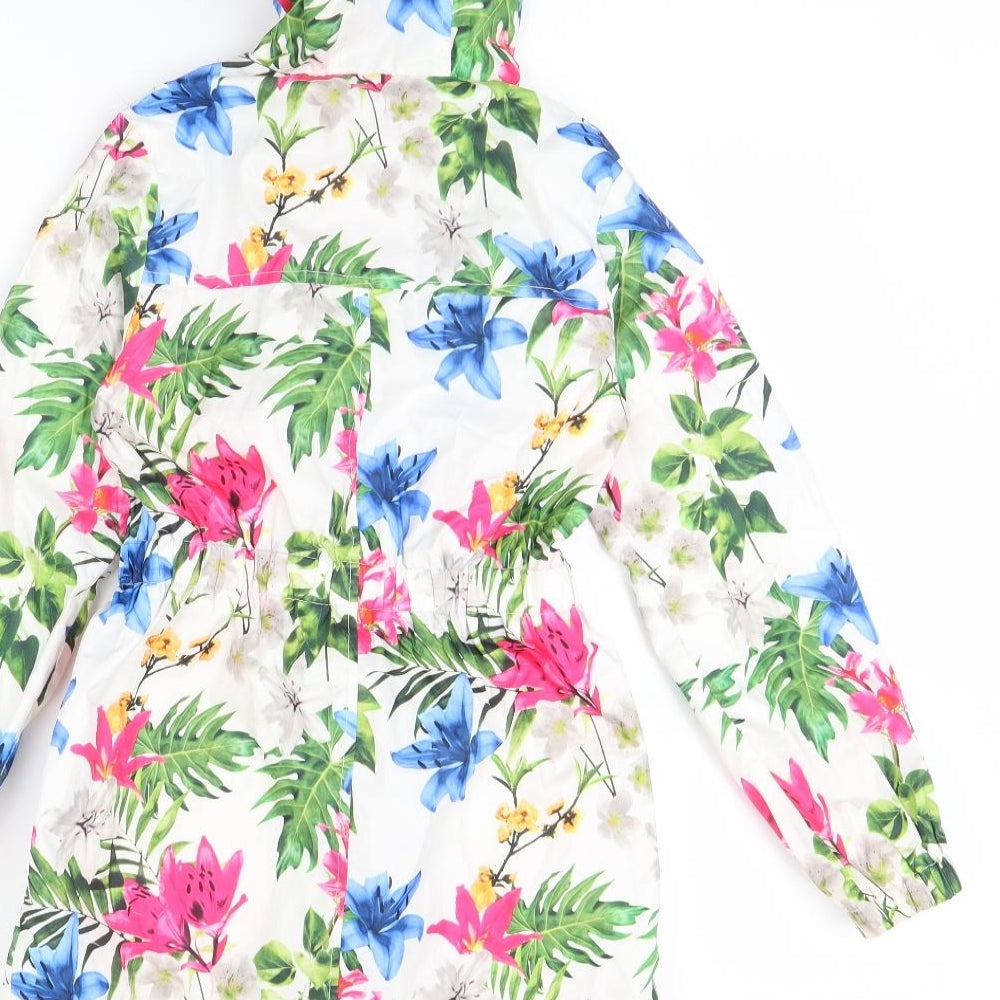 Miss evie Girls White Floral  Rain Coat Coat Size 9 Years