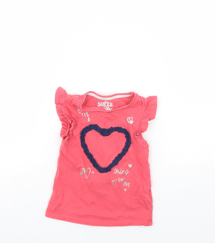 F&F Girls Pink Basic Tank Size 18-24 Months - Heart