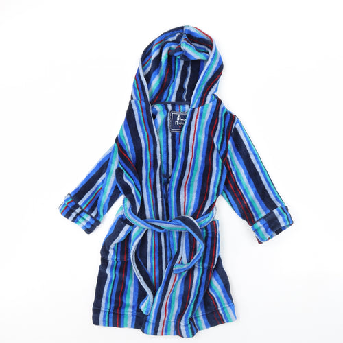 Monsoon Boys Blue Striped Fleece  Robe Size 4 Years