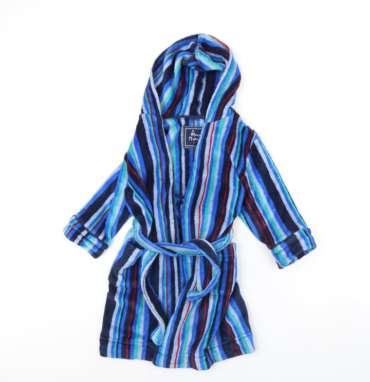Monsoon Boys Blue Striped Fleece Robe Size 4 Years