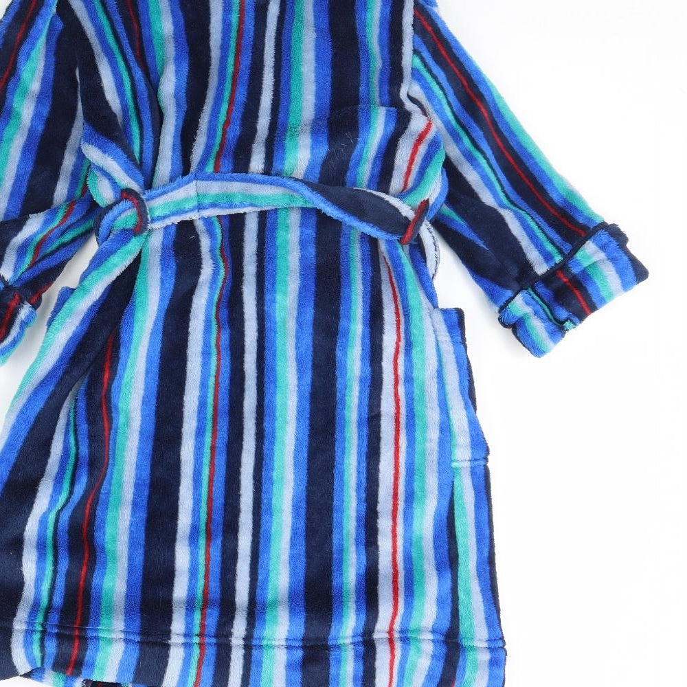 Monsoon Boys Blue Striped Fleece  Robe Size 4 Years