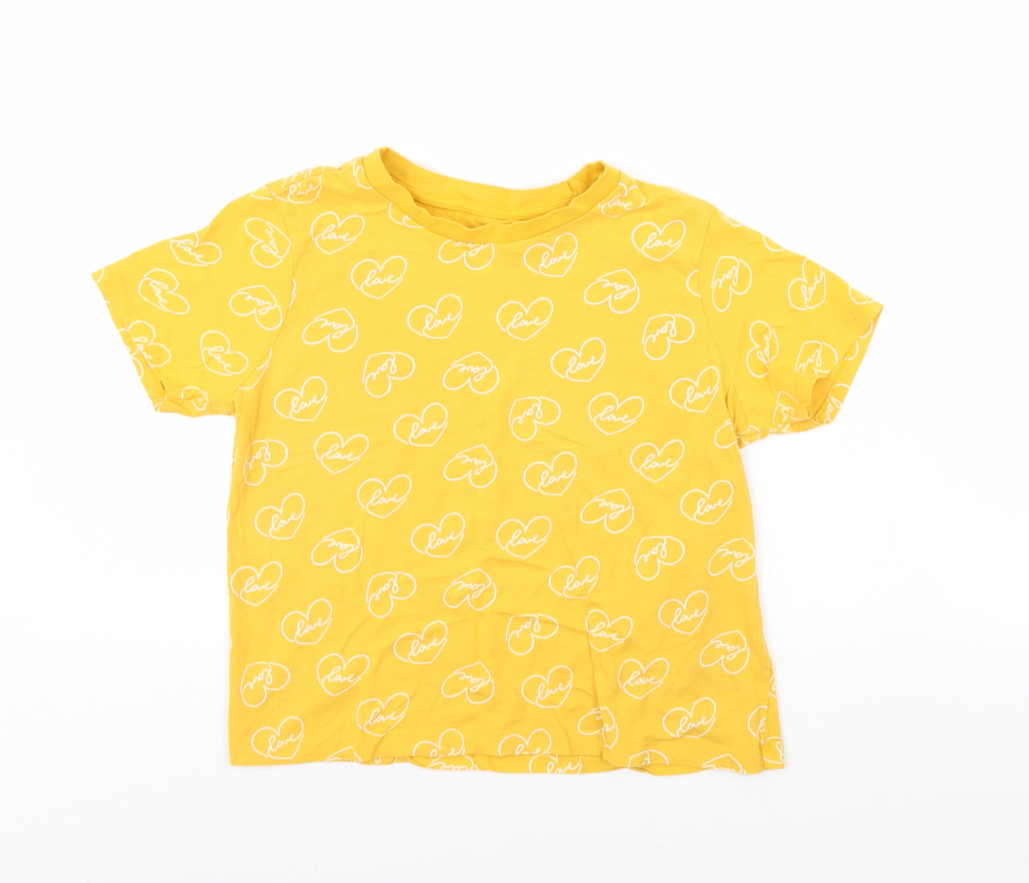 Primark Womens Yellow   Cropped T-Shirt Size S  - Love