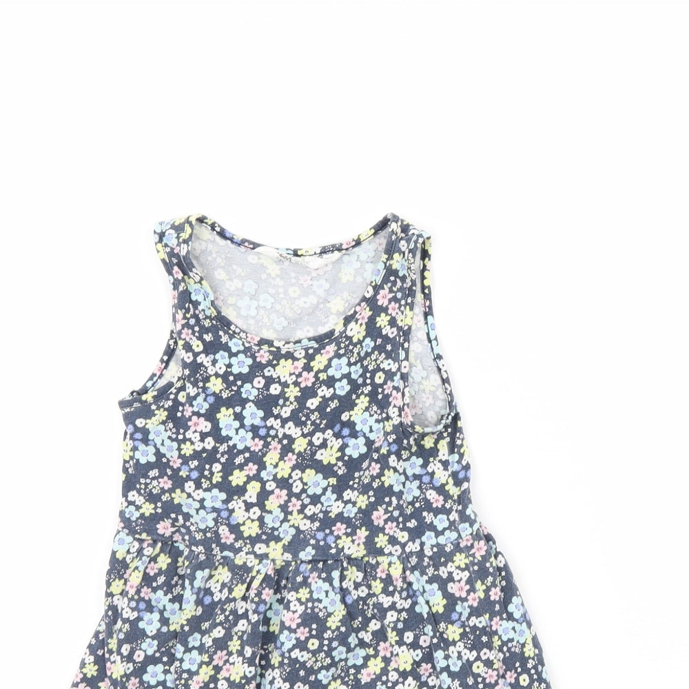 H&M Girls Blue Floral  Fit & Flare  Size 2 Years