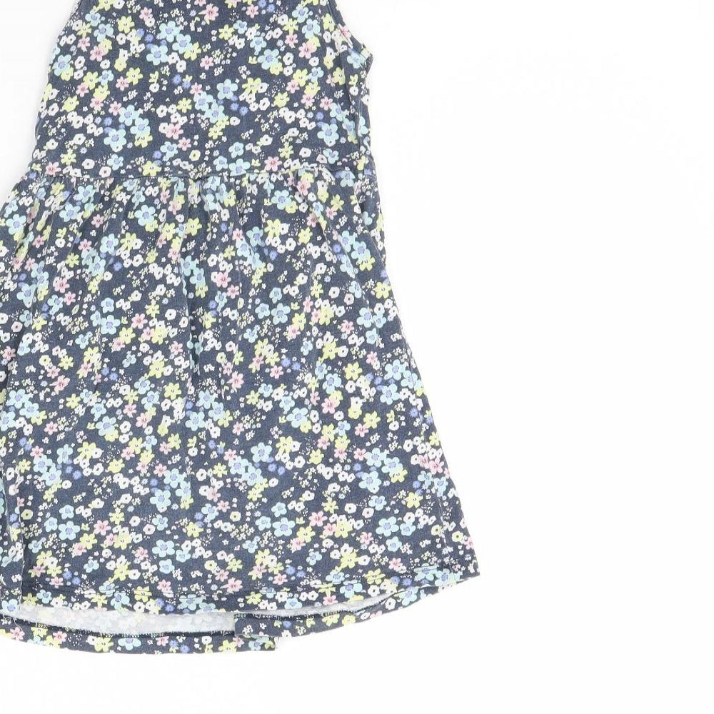 H&M Girls Blue Floral  Fit & Flare  Size 2 Years