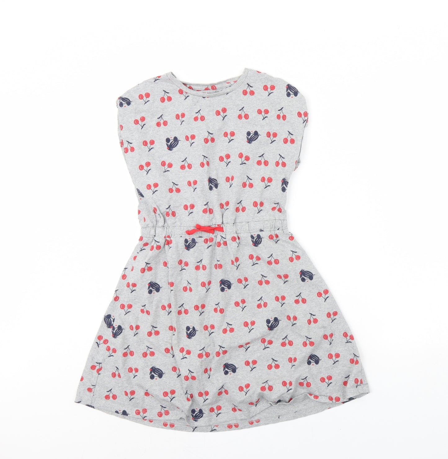 Nutmeg Girls Grey Spotted  Shift  Size 9 Years  - Cherries