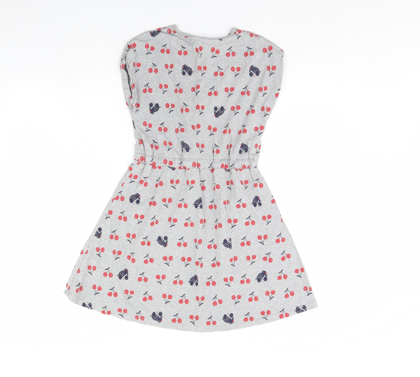 Nutmeg Girls Grey Spotted  Shift  Size 9 Years  - Cherries