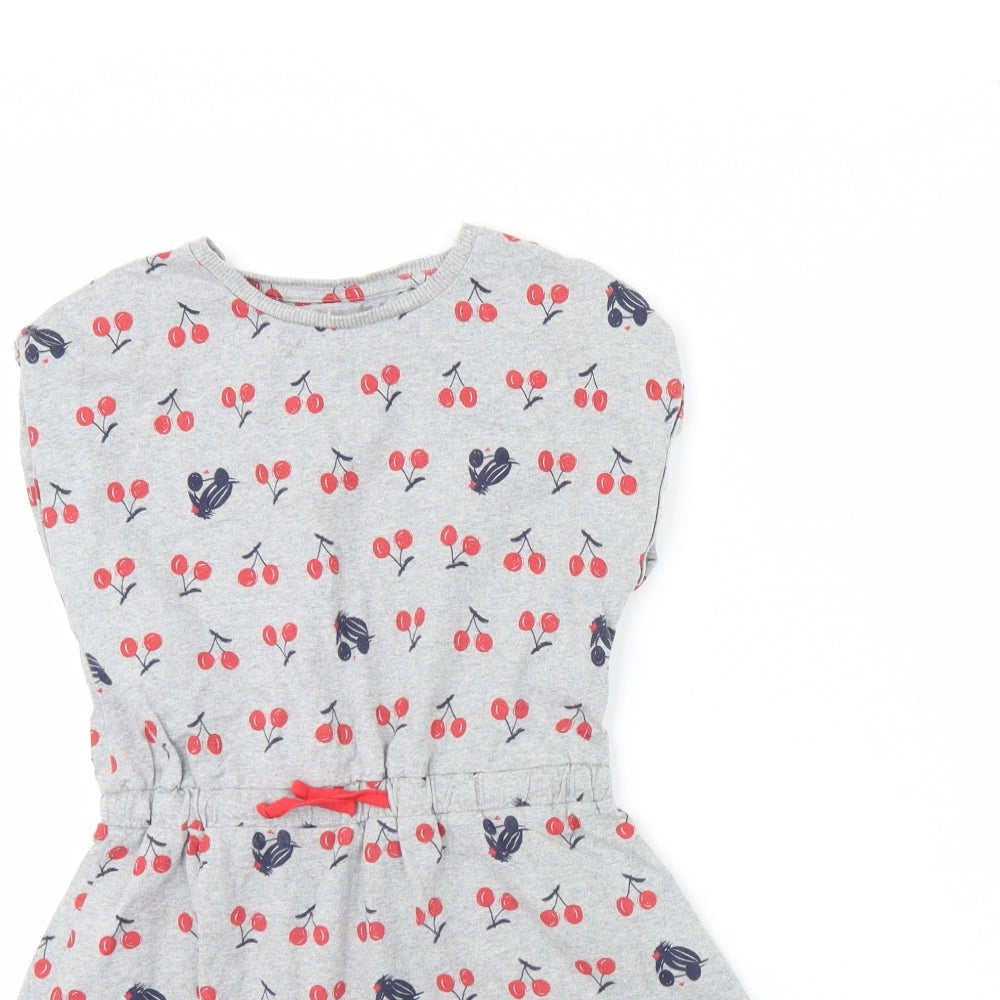 Nutmeg Girls Grey Spotted  Shift  Size 9 Years  - Cherries