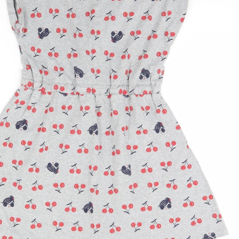 Nutmeg Girls Grey Spotted  Shift  Size 9 Years  - Cherries