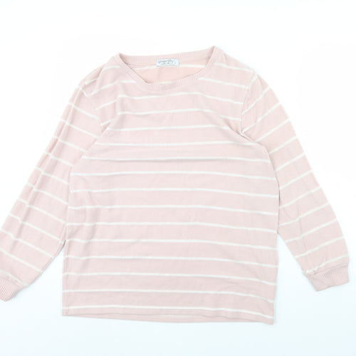 Ginger Lily Womens Pink Striped  Pullover Jumper Size L