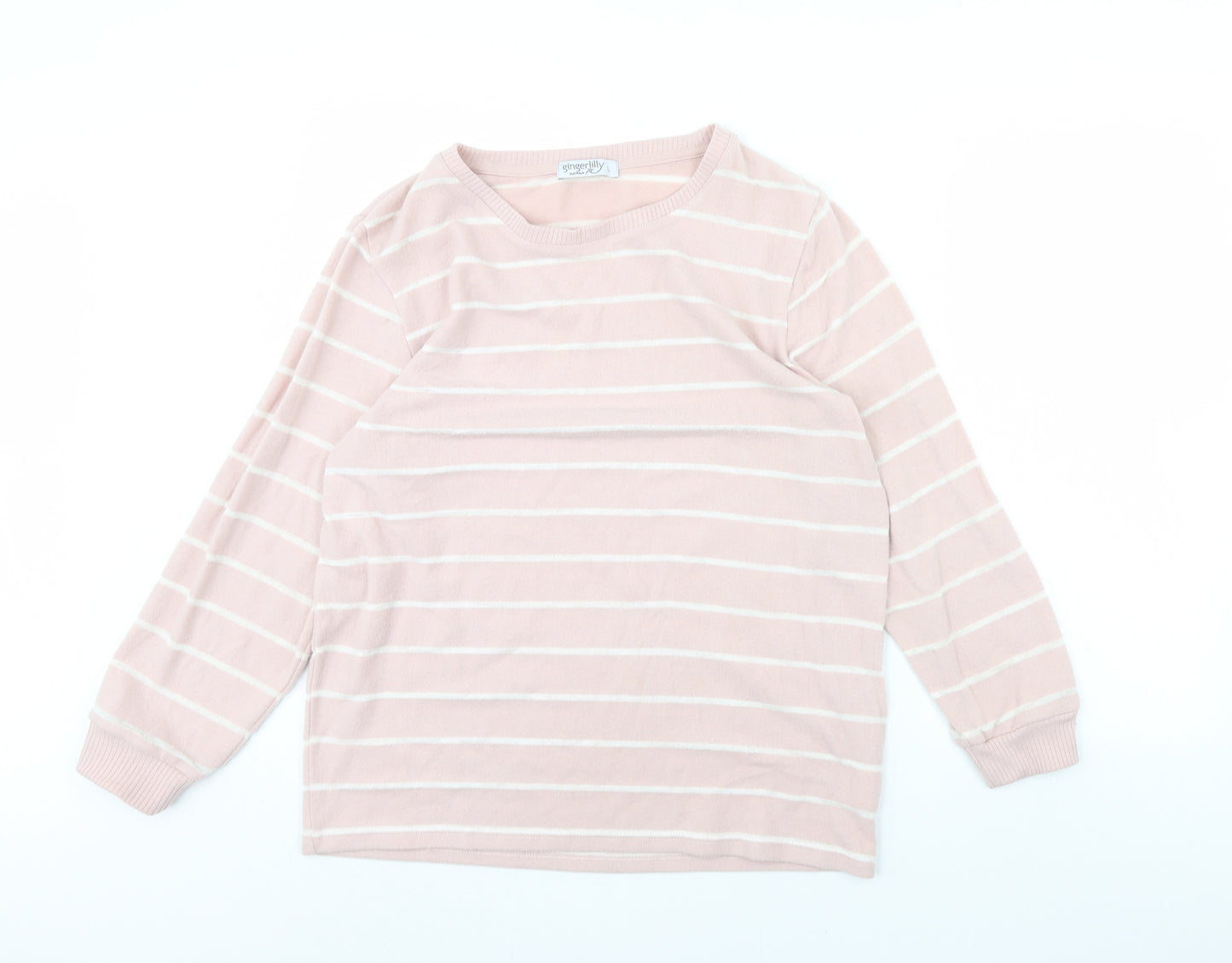 Ginger Lily Womens Pink Striped  Pullover Jumper Size L