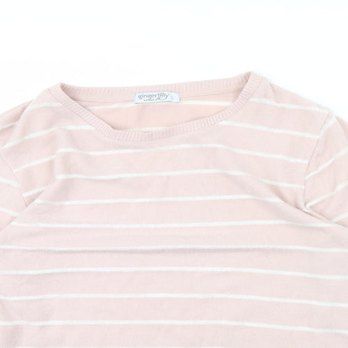 Ginger Lily Womens Pink Striped  Pullover Jumper Size L