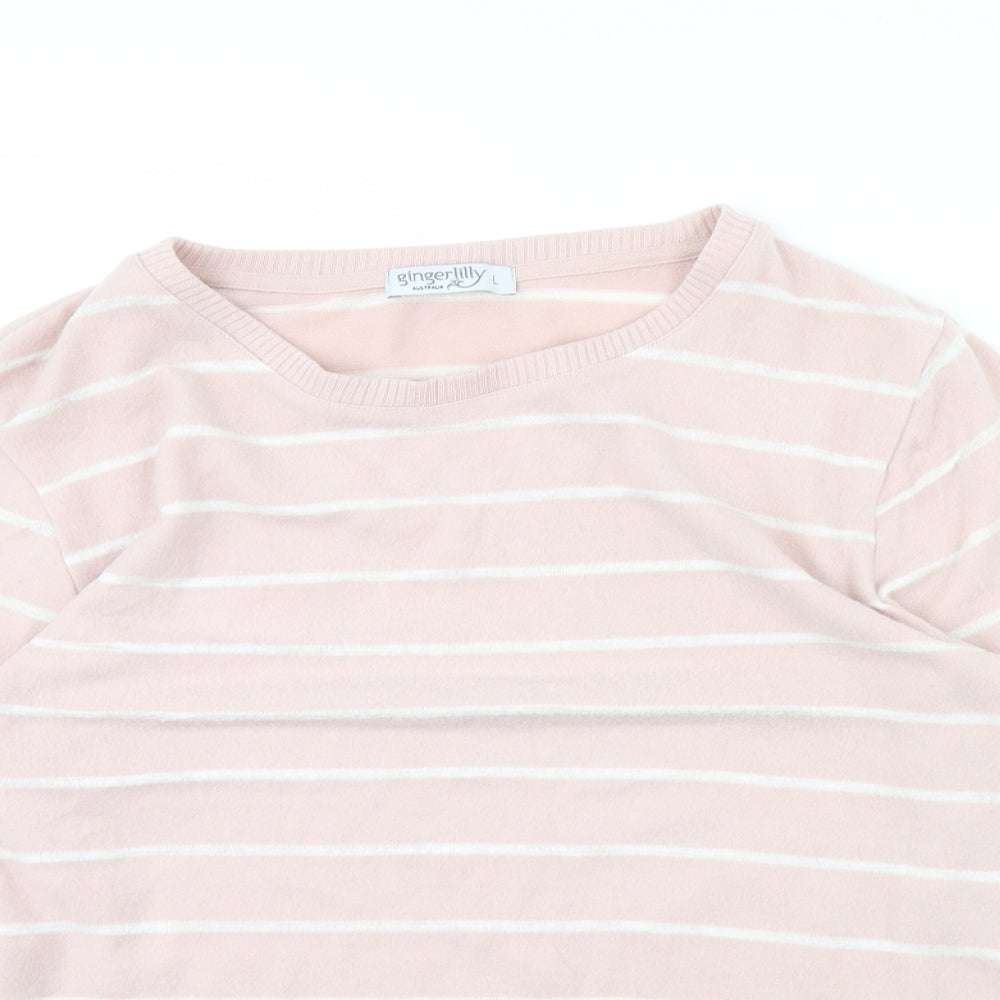 Ginger Lily Womens Pink Striped  Pullover Jumper Size L
