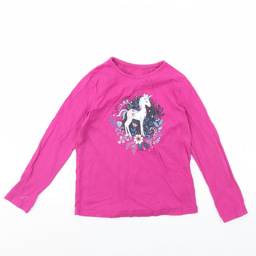 Nutmeg Girls Pink   Basic T-Shirt Size 10 Years  - Unicorn