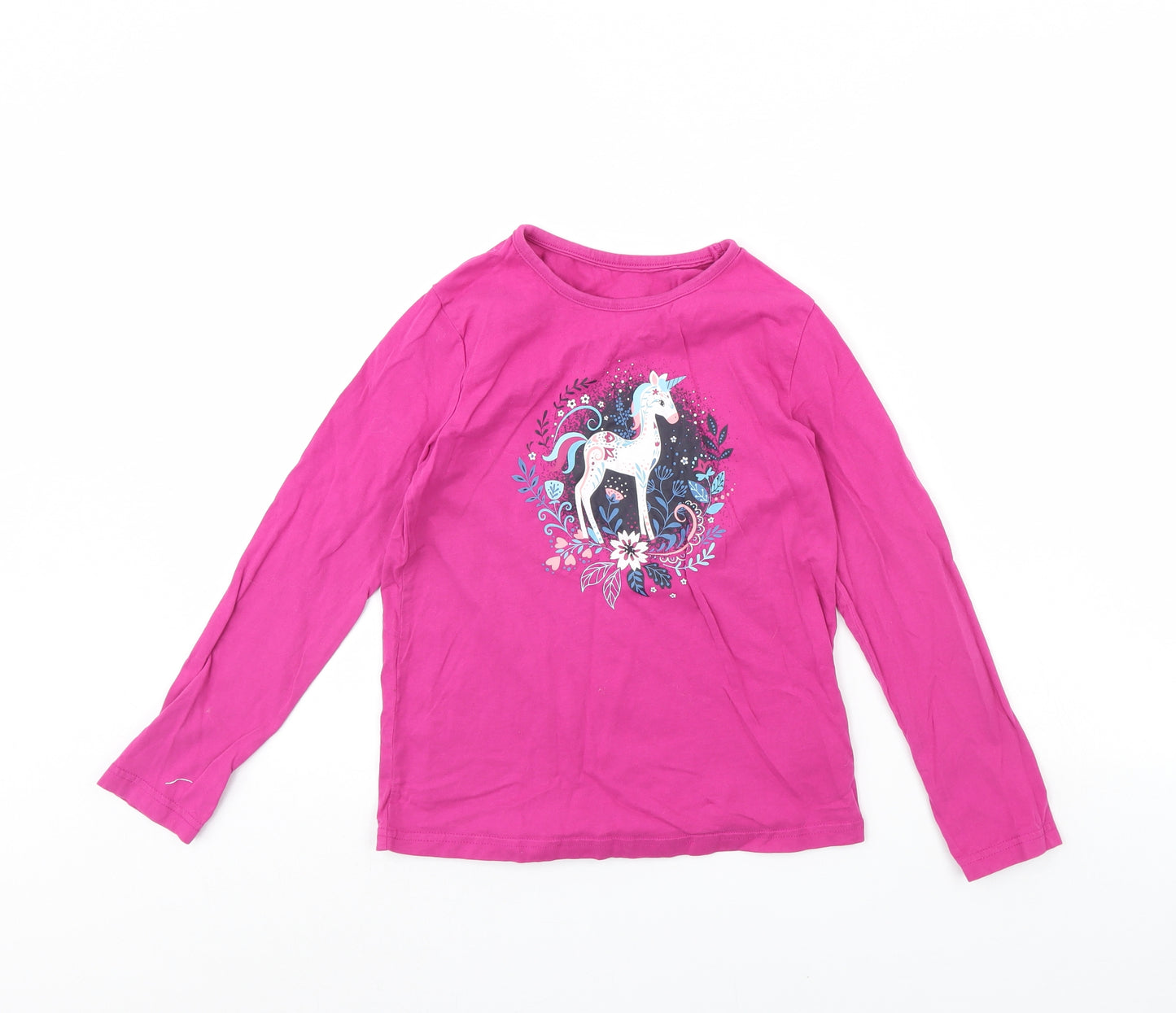 Nutmeg Girls Pink   Basic T-Shirt Size 10 Years  - Unicorn
