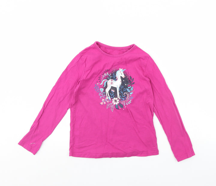 Nutmeg Girls Pink   Basic T-Shirt Size 10 Years  - Unicorn