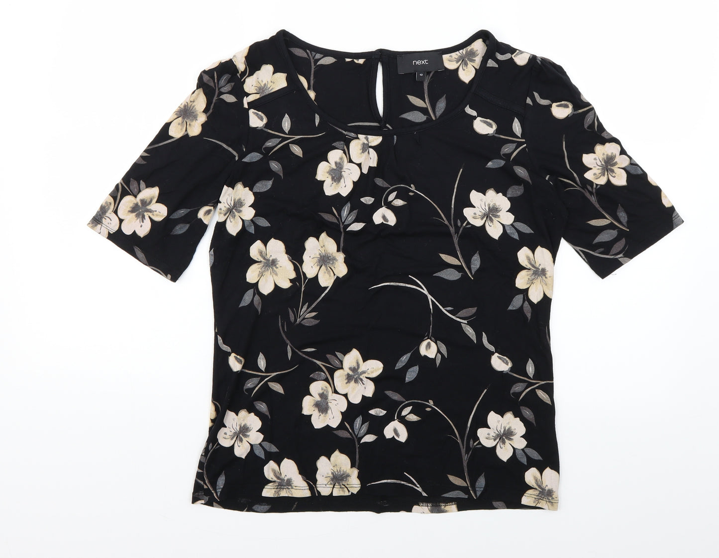 NEXT Womens Black Floral  Basic Blouse Size 12