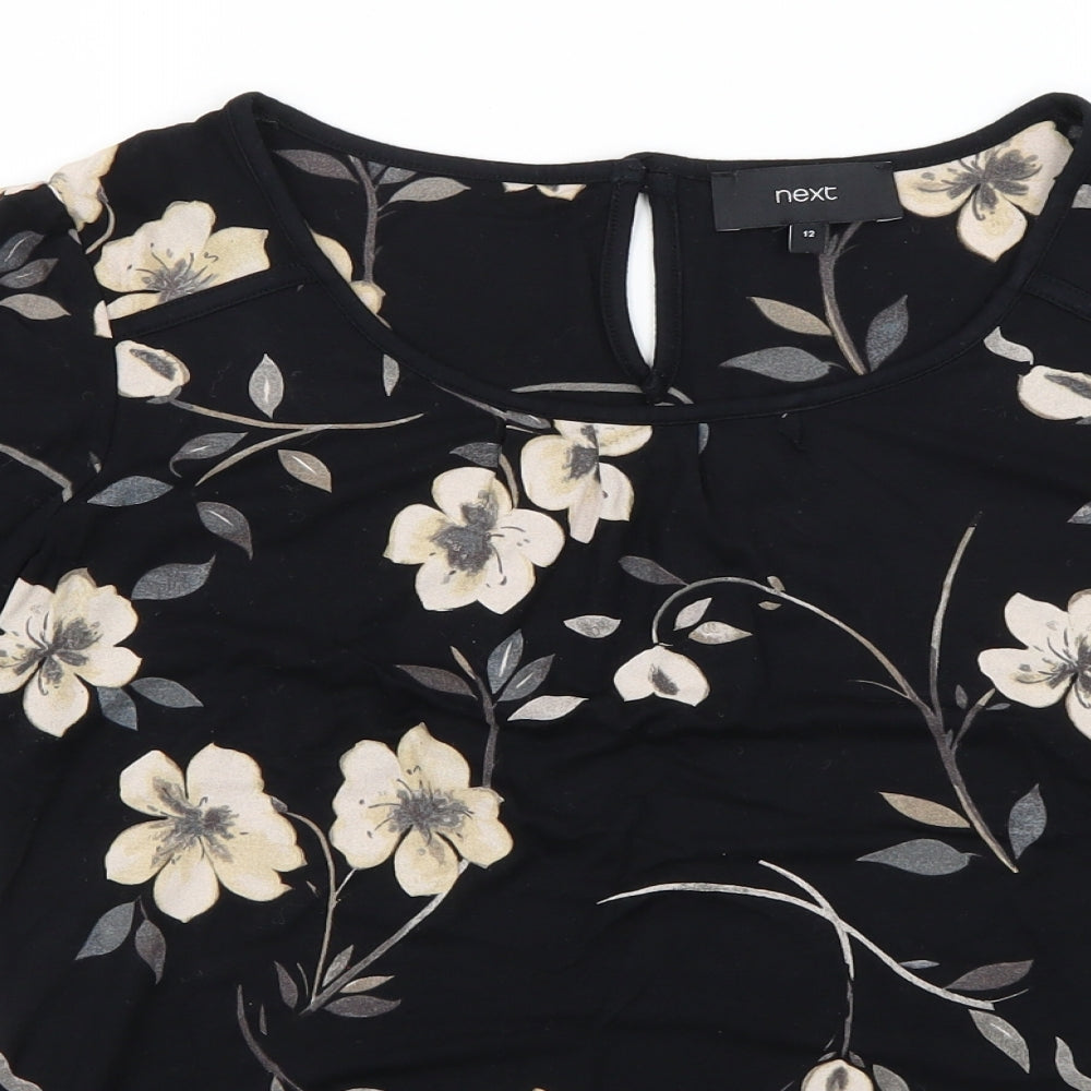 NEXT Womens Black Floral  Basic Blouse Size 12