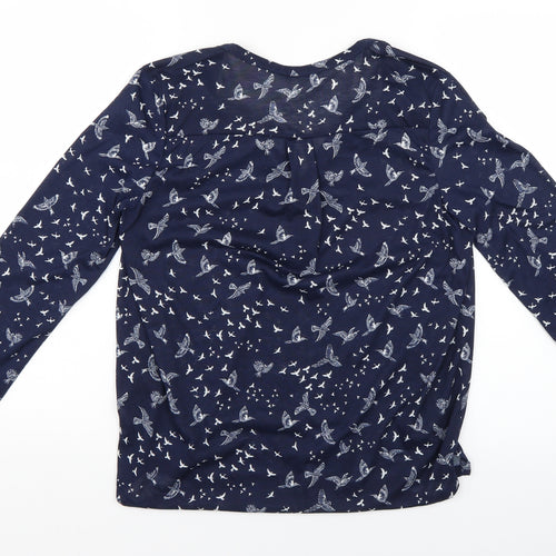 H&M Womens Blue Geometric  Basic Blouse Size 6  - birds