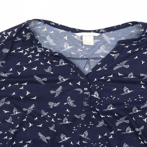H&M Womens Blue Geometric  Basic Blouse Size 6  - birds