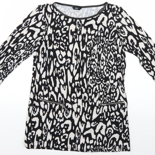 F&F Womens Black Geometric Knit Pullover Jumper Size 14