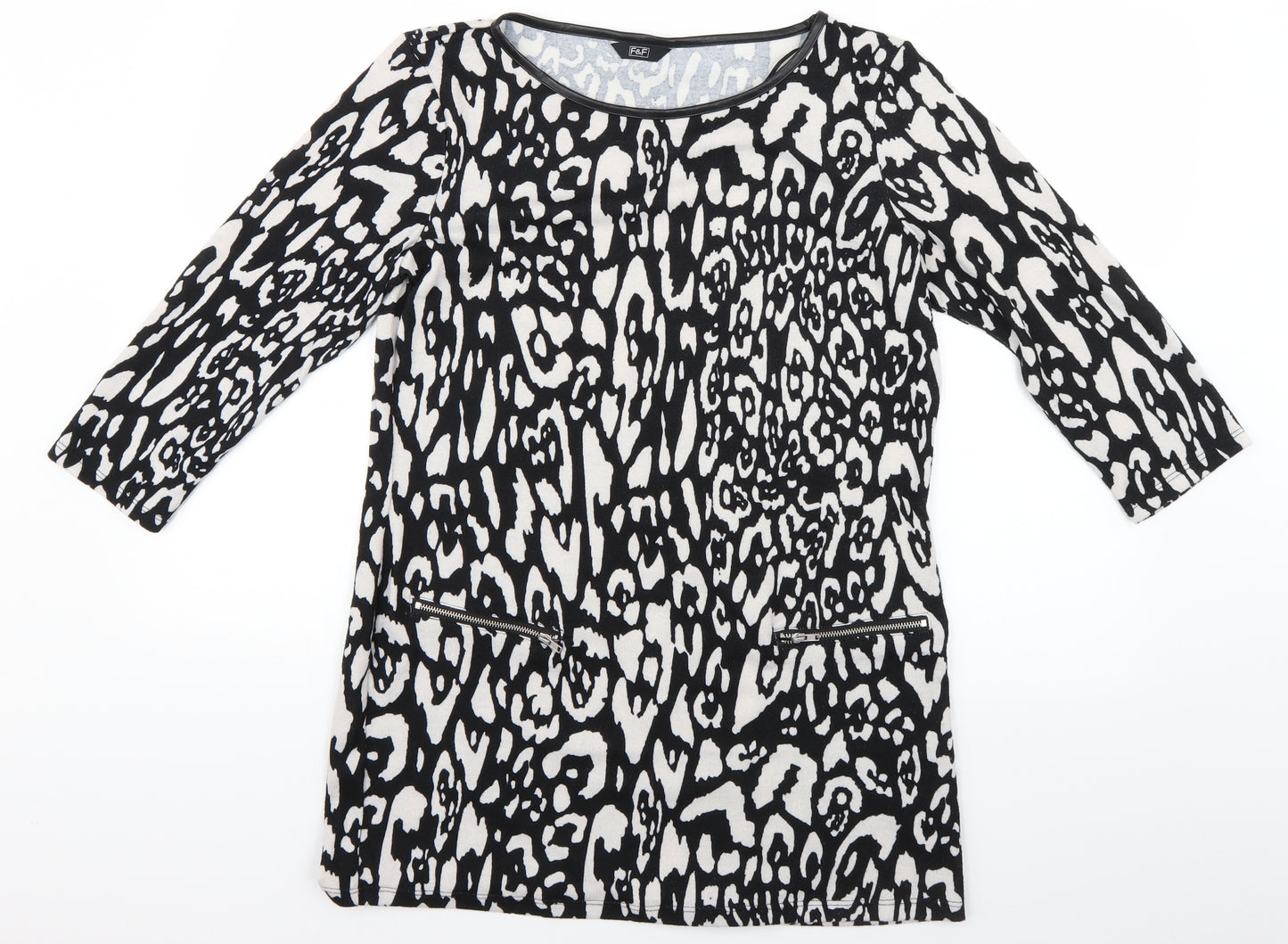 F&F Womens Black Geometric Knit Pullover Jumper Size 14