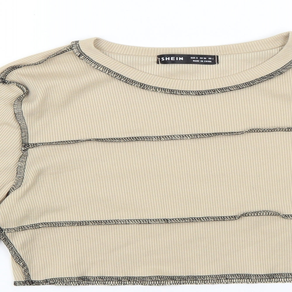SheIn Womens Multicoloured Striped  Cropped T-Shirt Size S