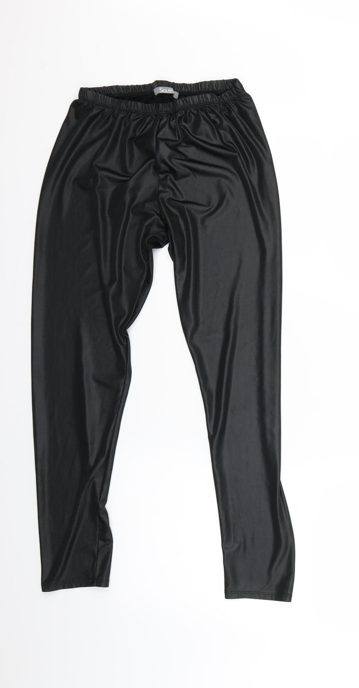 South Womens Black Cropped Leggings Size 14 L24 in
